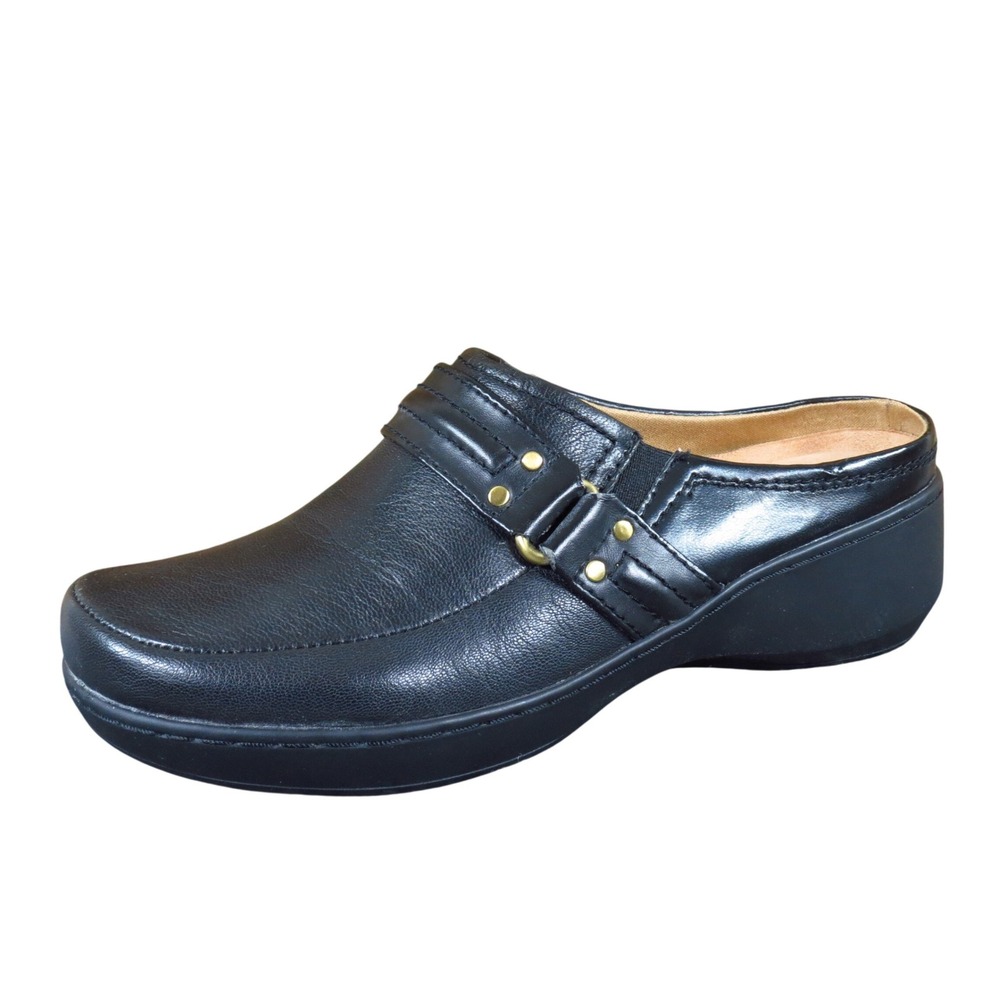 Easy Spirit Davet Womens Mule Clog Size 7M Comfort Work Casual Black Leather